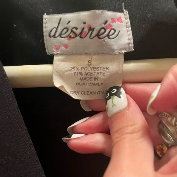 Vintage Desiree Womans Black Button Down Short Sleeve Collared V Neck Midi Dress - Picture 7 of 10